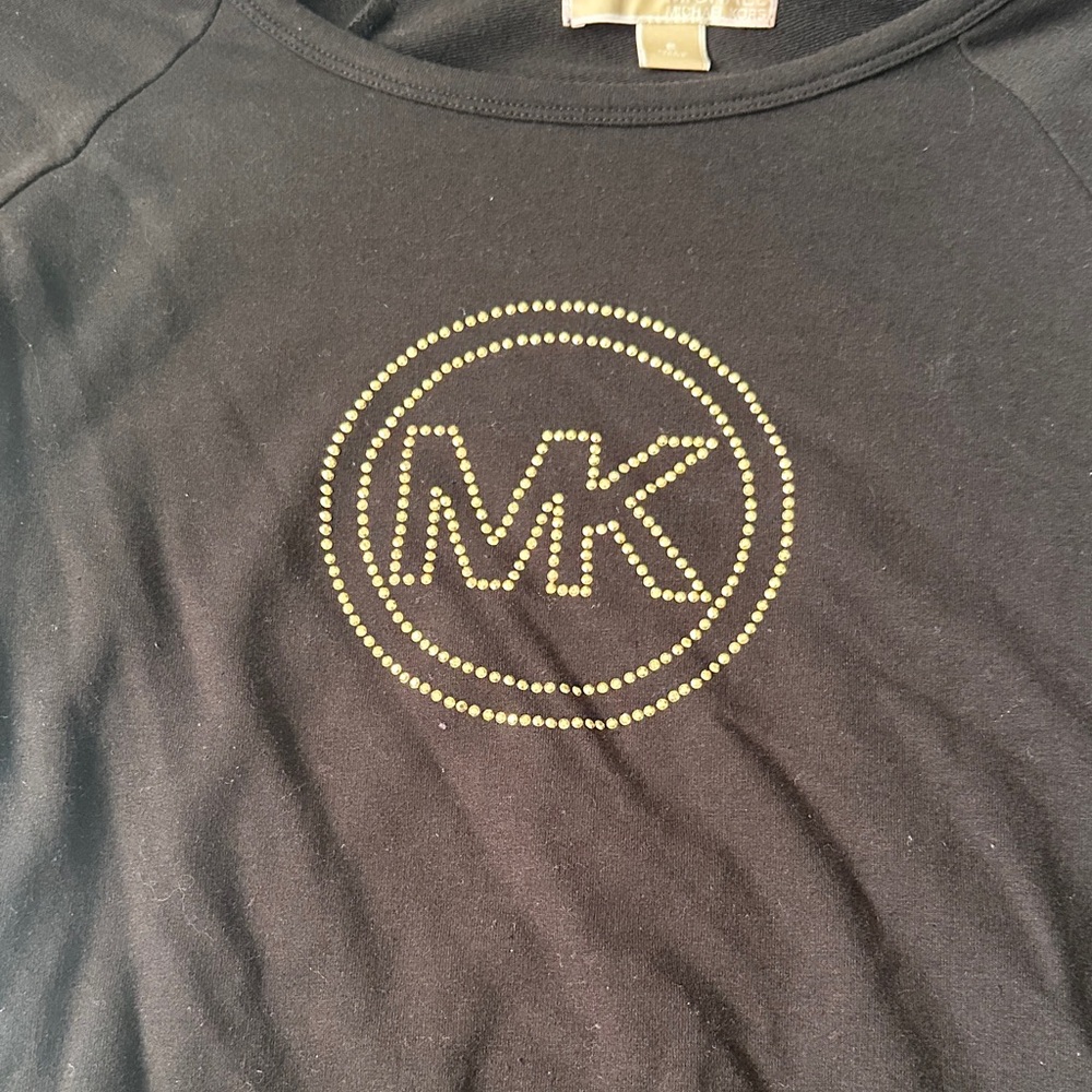 Michael Kors Kids Black Long Sleeve Tee with Gold Accents